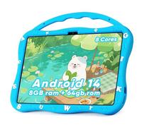 MengDash Kids Tablet, 10.1 inch Tablet for Kids 3-10, Educational Learning Toddler Tablet Android 14, 8GB RAM+64GB ROM Storage, 5G WiFi, Baby Girl boy Gift (Blue)