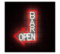 MENGE Hanging Art Neon Signs Bar Open Neon Sign Arrow LED Light for Bar Restaurant Business Coffee Shop Wall Decor USB Powered Lamp 28.5cmx40cm