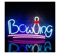 MENGE Hanging Art Neon Signs Bowling LED Neon Light Sign Letter Bowling Home Art Wall Hangings Bar Store Party 22x42cm