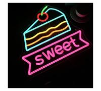 MENGE Hanging Art Neon Signs Cake Neon Signs USB Powered Cake Sweet Neon Lights Suitable for Bakery Dessert Shop Decor Commercial Signs 32cmx34cm