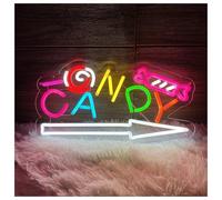 MENGE Hanging Art Neon Signs Candy Neon Sign, Sugar Neon Light for Bedroom Party Wall Decor Adjustable Brightness 22cmx40cm