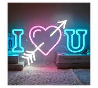 MENGE Hanging Art Neon Signs I U Neon Signs I Love You Valentine LED Light for Home Decor Wedding Holiday Marriage Proposals Anniversaries