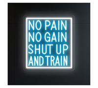 MENGE Hanging Art Neon Signs No Pain No Gain Shut Up and Train Neon Sign for Gym Home Wall Decor Inspirational Quotes Neon Light 36.5cmx40cm(A)