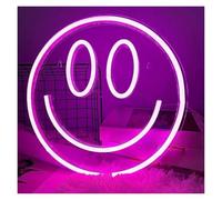 MENGE Hanging Art Neon Signs Smile Face Neon Sign, LED Neon Light Wall Decor Smiley Face Light Up Signs for Bedroom Kids Room Wedding Party Decoration 25.5cm×25.5cm(Pink)