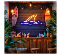 MENGE Hanging Art Neon Signs USB Powered Shark Fin Neon Sign, Sea Animal Neon Lights for Studio Bedroom Wall Decor 25cmx45cm(C)