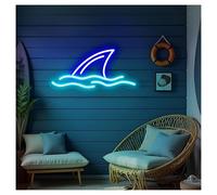MENGE Hanging Art Neon Signs USB Powered Shark Fin Neon Sign, Sea Animal Neon Lights for Studio Bedroom Wall Decor 25cmx45cm(A)