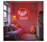 MENGE Hanging Art Neon Signs USB Powered Sheep Neon Sign, Sheep Neon Lights for Studio Bedroom Wall Decor 37cmx39cm(D)