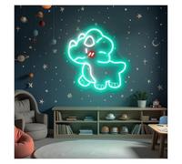 MENGE Hanging Art USB Powered Dinosaur Neon Sign, Cute Dinosaur Neon Lights for Studio Bedroom Wall Decor 45cmx48cm(A)