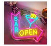 MENGE Sign Lamp Bar Open Neon Sign Arrow LED Light Dimmable for Business Cocktails Beer Bars Restaurant Man Cave Hotel Bistro Club Party Decor 35cmx33.5cm