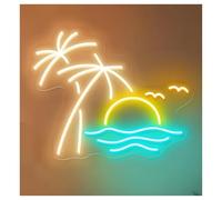 MENGE Sign Lamp Beach Sunset Neon Sign,Tropical Summer Vibes,Palm Tree Party Home Wall Decor 50cm(B)