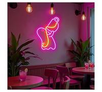 MENGE Sign Lamp Boo Drinking Coffee Neon Lights Suitable for Bakery Dessert Shop Cafe Bedroom Wall Decor 30cmx43cm(C)