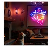 MENGE Sign Lamp Cowboy Dog Neon Lights Adjustable Brightness Suitable for Pet Shop Bedroom Wall Decor 44cmx48cm(B)