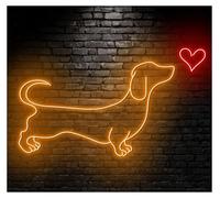 MENGE Sign Lamp Dachshund Heart Neon Sign Dog Lover Led Light Room Wall Art Pet Home Storefront Window Display Business Entrance 50cm