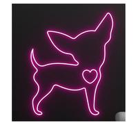 MENGE Sign Lamp Dog Neon Sign Heart Chihuahua Animal Nursery Wall Decoration Storefront Window Display Business Entrance 45cm