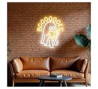 MENGE Sign Lamp Ghost Reading Books Neon Lights Adjustable Brightness Suitable for Studio Home Wall Decor 32cmx38cm(B)