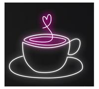 MENGE Sign Lamp Heart Coffee Cup Neon Sign Love Tea Drink LED Light Nursery Bedroom Decor Storefront Window Display Business Entrance 50cm