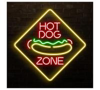 MENGE Sign Lamp Hot Dog Zone Neon Sign, Suitable for Fast Food Shop Decor with Brightness Adjustable 58cm(A)