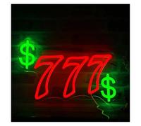 MENGE Sign Lamp Lucky 777 Neon Sign Angel Number Seven LED Light Dimmable USB Powered for Bar Party Game Room Party Decor 36.5cmx24.6cm