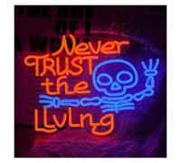 MENGE Sign Lamp Never Trust The Living Neon Sign LED Light USB Dimmable for Gameroom Bedroom Bar Living Room Wall Decor 40cmx30cm