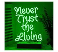MENGE Sign Lamp Never Trust The Living Neon Sign USB Dimmable for Man Cave Terror House Holiday Party Decor Lights 35x27cm