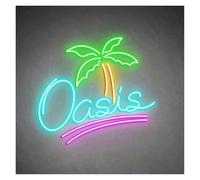 MENGE Sign Lamp Oasis Neon Sign LED Light Palm Tree Beach Tropical Home Decor 40cm(A)