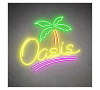 MENGE Sign Lamp Oasis Neon Sign LED Light Palm Tree Beach Tropical Home Decor 40cm(B)