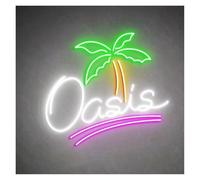 MENGE Sign Lamp Oasis Neon Sign LED Light Palm Tree Beach Tropical Home Decor 40cm(C)