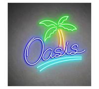 MENGE Sign Lamp Oasis Neon Sign LED Light Palm Tree Beach Tropical Home Decor 40cm(E)