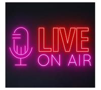 MENGE Sign Lamp On Air Radio Neon Sign Record Studio LED Light Microphone Speaker Wall Decor Storefront Window Display Business Entrance 50cm