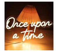 MENGE Sign Lamp Once Upon A Time LED Neon Light Words Art Sign Dimmable for Home Bedroom Room Wedding Party Wall Decor 24x43cm(A)