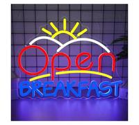 MENGE Sign Lamp Open Breakfast Neon Sign USB Dimmable Light for Wall Decor Food Service Restaurant Diner Home Kitchen 40x30cm