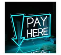 MENGE Hanging Art Neon Signs Pay Here Neon Signs USB Powered LED Lights for Restaurant Shop Bar Supermarket Hotel Coffee Shop Stores Wall Decor