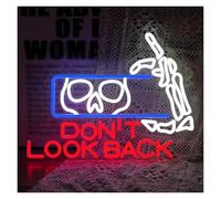 MENGE Sign Lamp Skull Neon Sign Don't Look Back LED Light Dimmable for Horror Party Spooky House Creepy Room Wall Decor 42cmx32cm