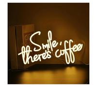 MENGE Sign Lamp Smile There's Coffee Neon Sign LED Light Dimmable for Bedroom Shop Cafe Room Business Home Wall Decor 42cmx25.8cm