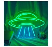 MENGE Sign Lamp UFO Neon Sign, Suitable for Cafe Bedroom Decor with Brightness Adjustable 28cmx41cm(B)
