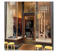 MENGE Sign Lamp Vertical Coffee Neon Sign,Suitable for Office Display Kitchen Wall Decor with Dimmable 13cmx50cm(B)
