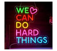 MENGE Sign Lamp We Can Do Hard Things Neon Sign USB Dimmable for Gym Club Party Classroom Backdrop Wall Art Positive Decor 38x32cm