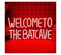MENGE Sign Lamp Welcome to The Batcave Neon Sign Bat LED Light Dimmable Signs for Man Cave Bar Kids Movie Room Party Business Wall Decor 21cmx40cm