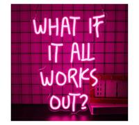 MENGE Sign Lamp What If It All Work Out Neon Sign USB Dimmable LED Light for Bedroom Club Party Bar Shop Home Decoration 27.9x38cm