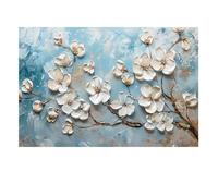 MENGE Wall Art Canvas Prints Abstract Flowers On Blue Background Canvas Print Painting No Frame Wall Art Textured Floral Poster(B,60X90cm)