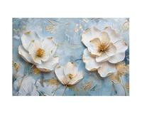 MENGE Wall Art Canvas Prints Abstract Flowers On Blue Background Canvas Print Painting No Frame Wall Art Textured Floral Poster(A,50x70cm)