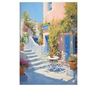 MENGE Wall Art Canvas Prints Canvas Painting Decoration Italian Cottage Greece Doorway Flower Coastal Cat Cactus Still Life Aesthetic Room Home Decor(L,40x60cm)