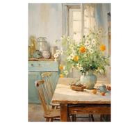 MENGE Wall Art Canvas Prints Canvas Painting Decoration Italian Cottage Greece Doorway Flower Coastal Cat Cactus Still Life Aesthetic Room Home Decor(H,40x60cm)