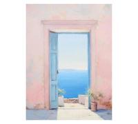 MENGE Wall Art Canvas Prints Canvas Painting Decoration Italian Cottage Greece Doorway Flower Coastal Cat Cactus Still Life Aesthetic Room Home Decor(B,20x30cm)