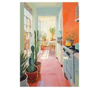 MENGE Wall Art Canvas Prints Canvas Painting Decoration Italian Cottage Greece Doorway Flower Coastal Cat Cactus Still Life Aesthetic Room Home Decor(F,20x30cm)