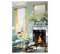 MENGE Wall Art Canvas Prints Canvas Painting Decoration Italian Cottage Greece Doorway Flower Coastal Cat Cactus Still Life Aesthetic Room Home Decor(D,30x40cm)