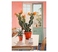 MENGE Wall Art Canvas Prints Canvas Painting Decoration Italian Cottage Greece Doorway Flower Coastal Cat Cactus Still Life Aesthetic Room Home Decor(E,50x70cm)