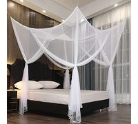 Mengersi 4 Corner Post Elegant Mosquito Net Curtain Bed Canopy for Full Queen King Bed, Suitable for Indoor Outdoor Net (87 x 79 x 98 inches (Suggested for Full to King), White)