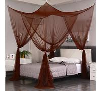 Mengersi 4 Corner Post Elegant Mosquito Net Curtain Bed Canopy for Single Twin Twin XL Size Bed,Suitable for Indoor Outdoor Net (L80xW40xH80 inch, Coffee)