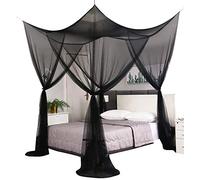 Mengersi Bed Canopy Curtains - Full Queen King Size Bed Mosquito Net for Indoor Outdoor, Black Gothic Halloween Decoration